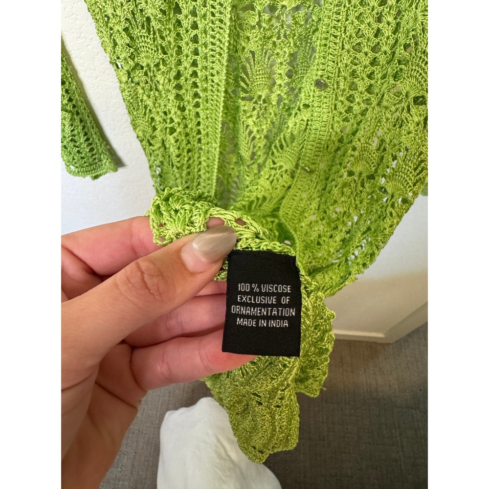 SER.O.YA Revolve Allison‎ Crochet Maxi Duster Cardigan in Lime Green - Picture 5 of 7